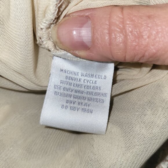 Worthington brown floral lace, lined V-neck stretch top, size Large - Picture 7 of 7